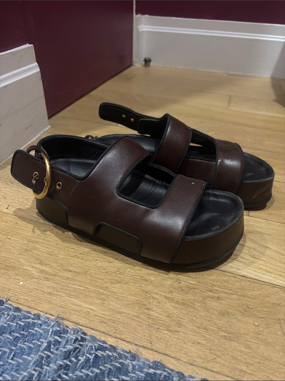 Neous Brown Leather Platform Sandals